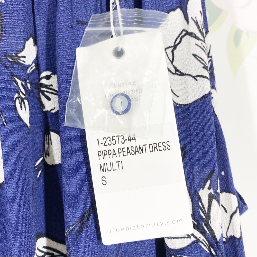 NEW Ripe Maternity Pippa Peasant Navy Floral Maxi Dress S - Picture 7 of 12